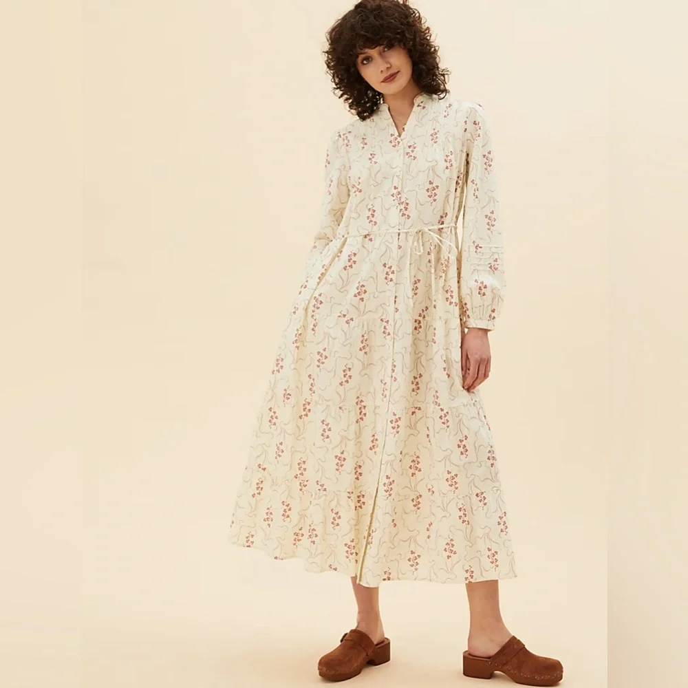 PER UNA - Pure Cotton Floral Midaxi Shirt Dress sz 16 R - Picture 2 of 7